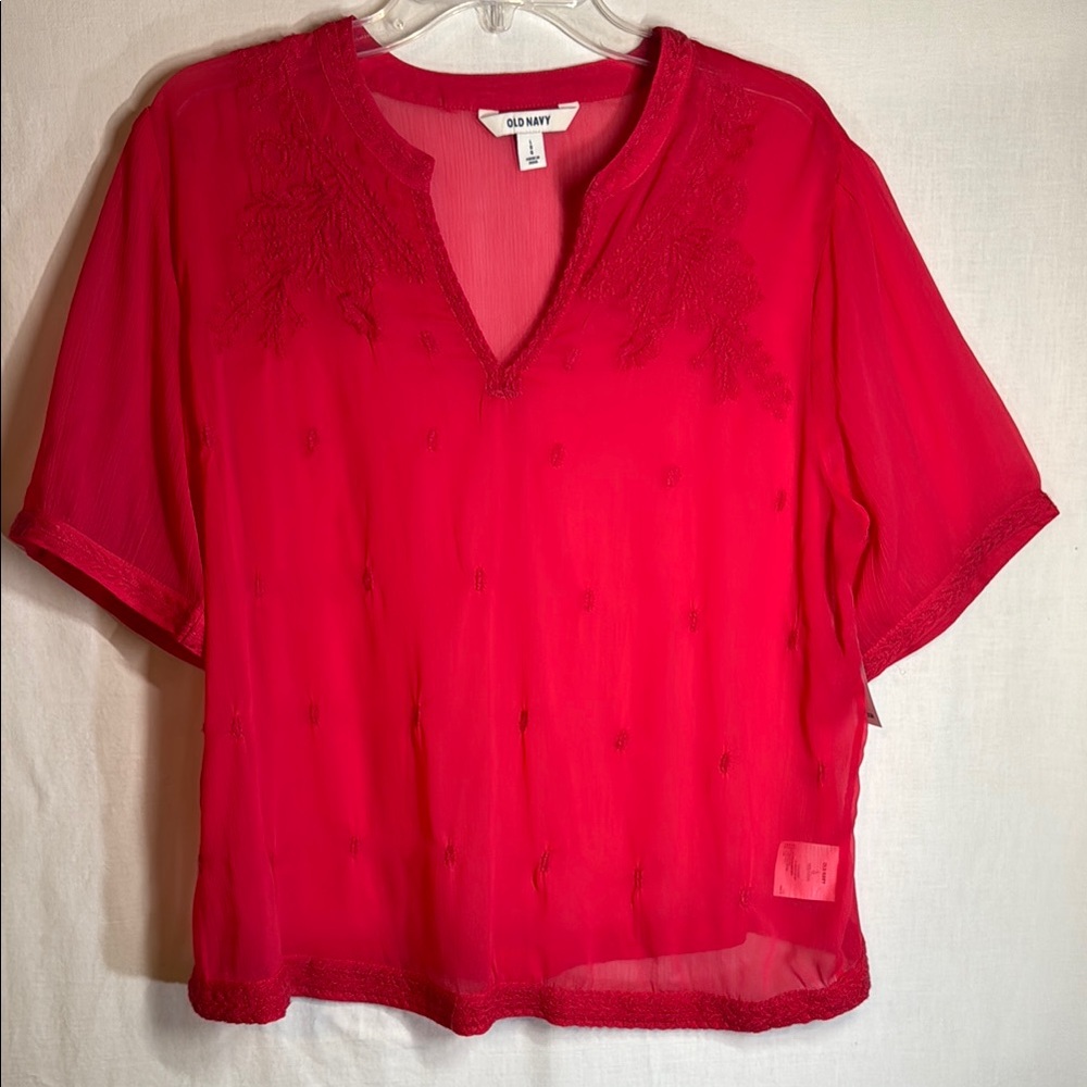 Old Navy Pink Dolman Sleeve Blouse Relaxed Fit